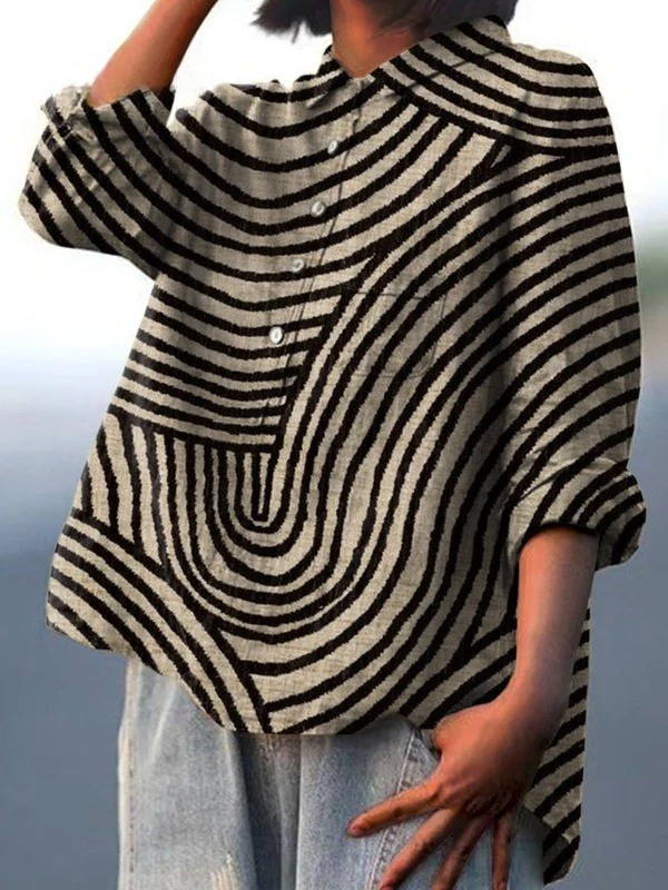 Marta - Casual Shirt with Circular Pattern Print