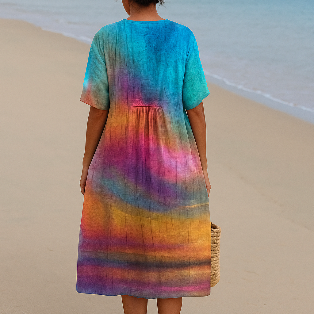 Ema - Šaty s Tie-Dye vzorem ve slunečním západu
