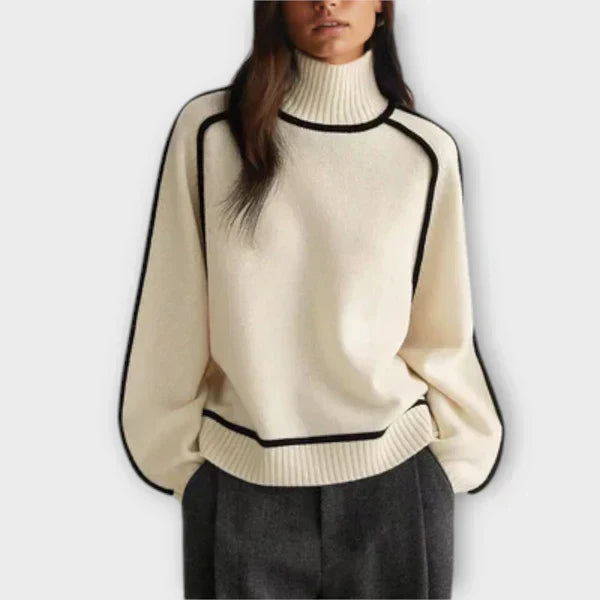 Emília - Stylowy Sweter z Wysokim Dekoltem