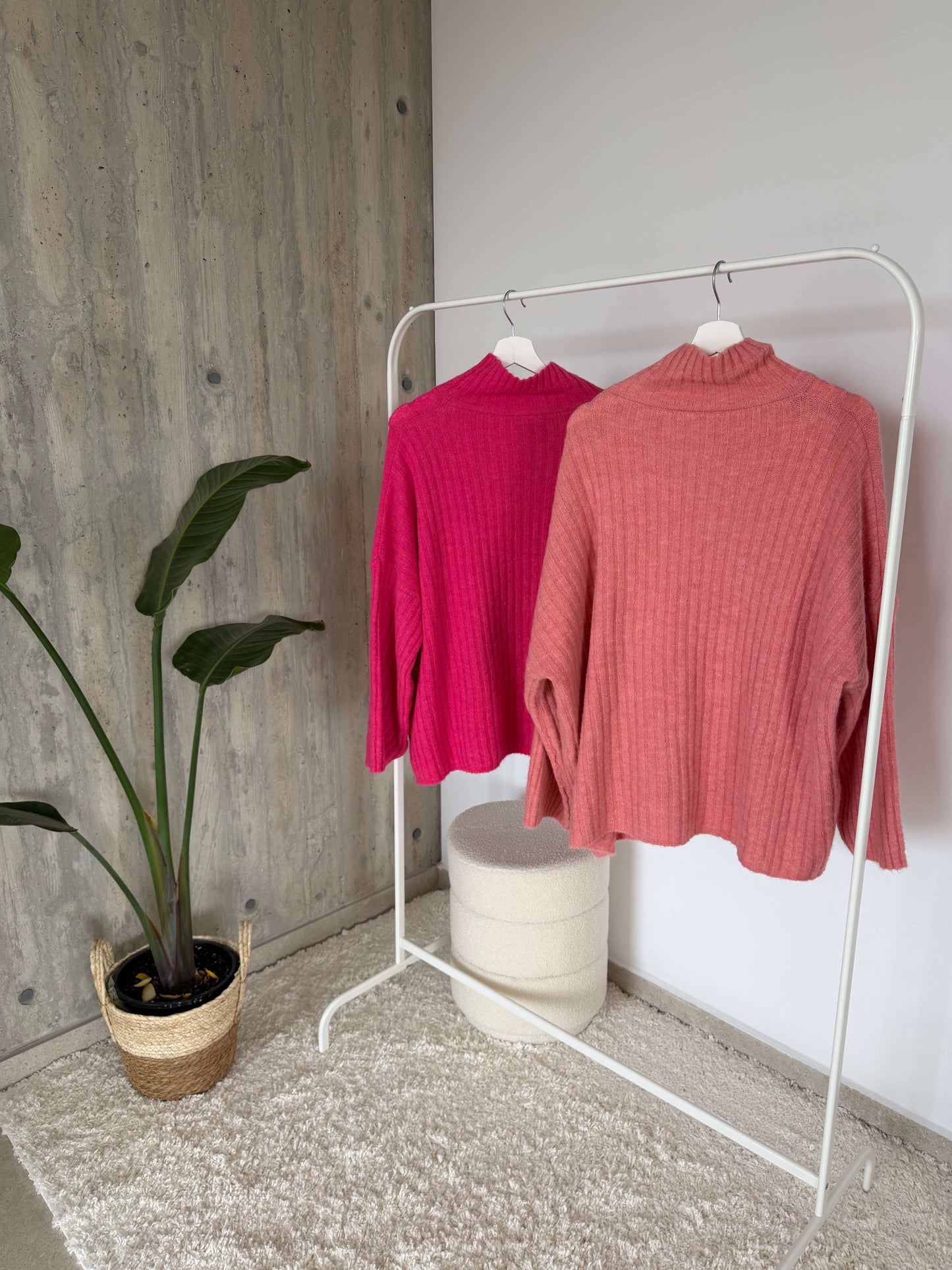 Pink Ribbed Knit Sweater