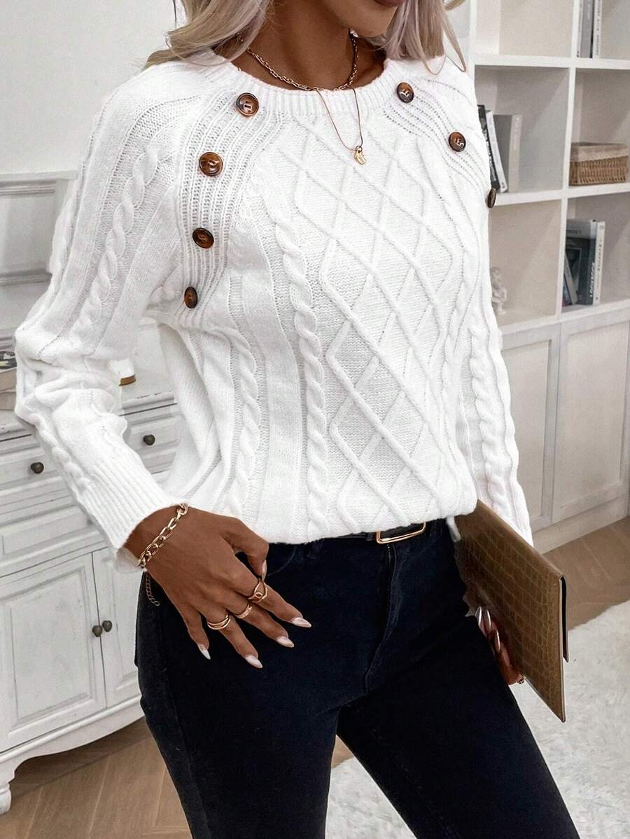 Francisca - Sweter z Zapięciem na Guziki