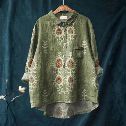 Diana - Vintage Etnická Košile s Květinovým Vzorem