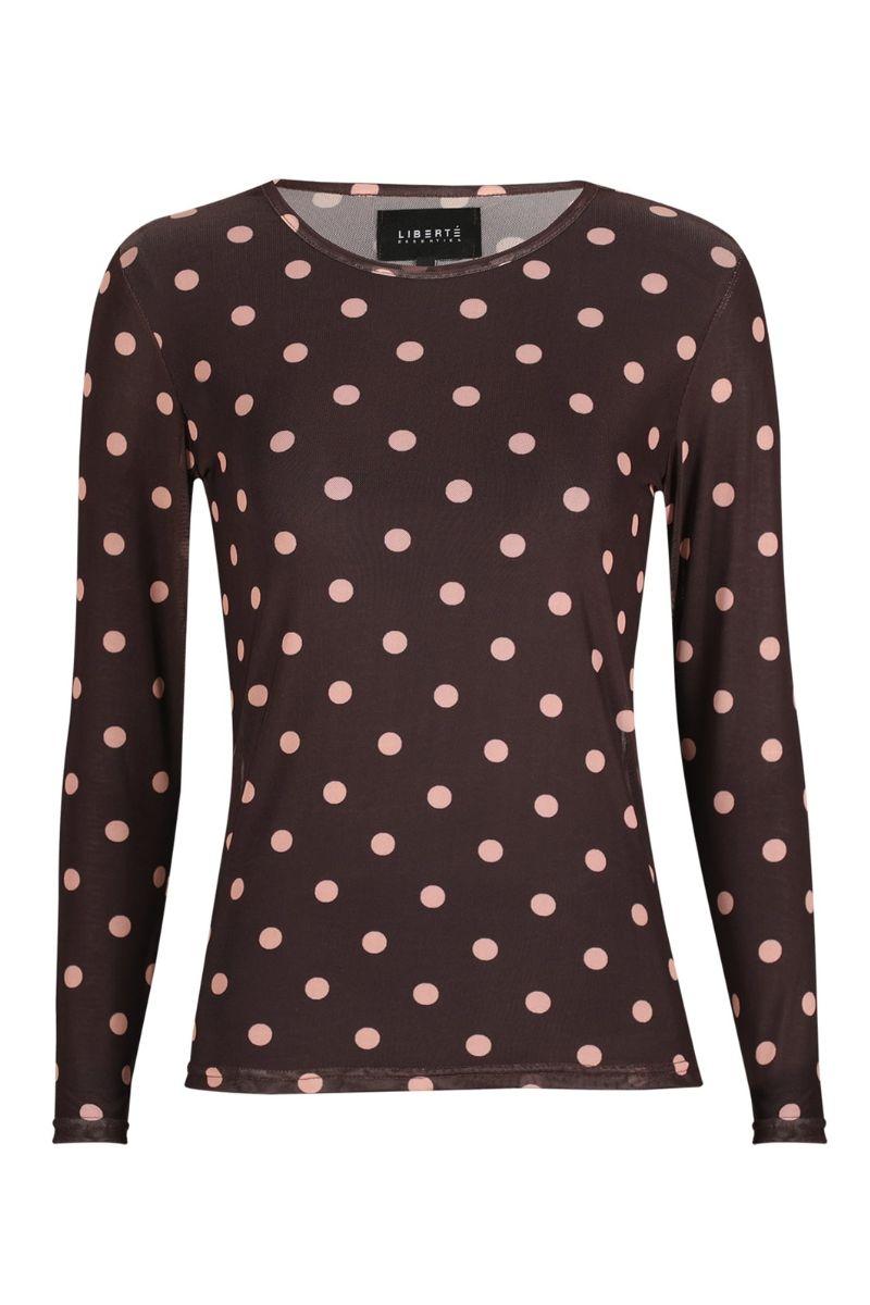 Liberté Plum Rose Big Dot Mesh Long Sleeve Top