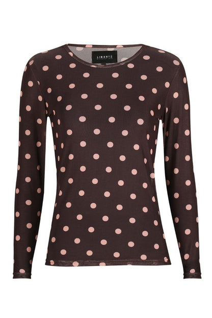 Liberté Plum Rose Big Dot Mesh Long Sleeve Top