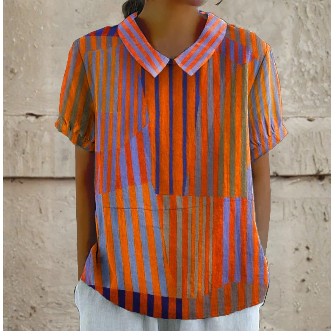 Nina - Geometric Striped Shirt