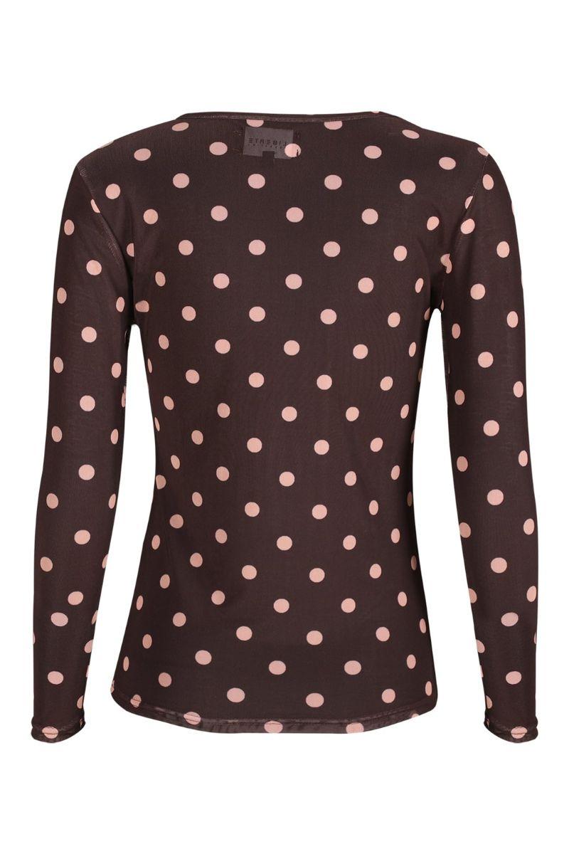 Liberté Plum Rose Big Dot Mesh Long Sleeve Top