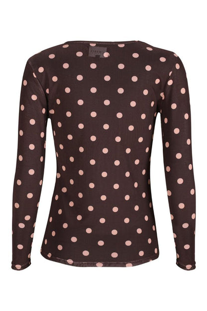 Liberté Plum Rose Big Dot Mesh Long Sleeve Top