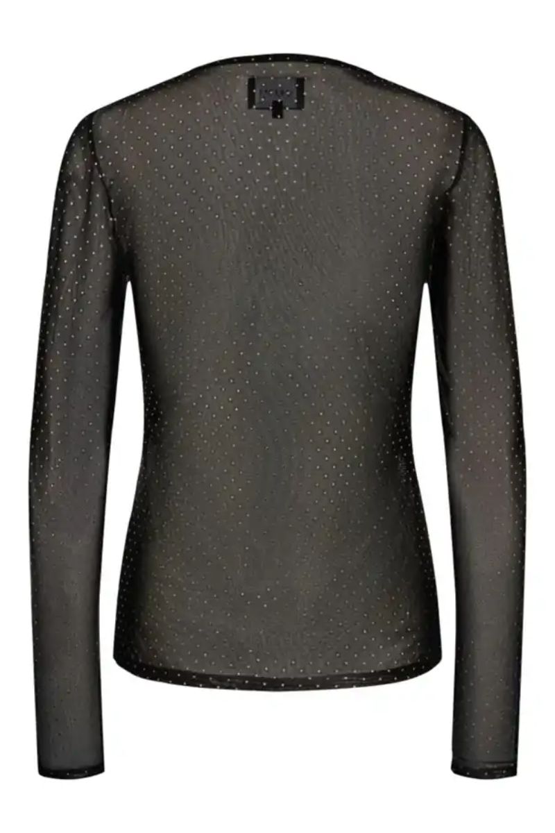Černé dlouhé rukávy s mesh a zlatými puntíky | Sparkle | Liberté