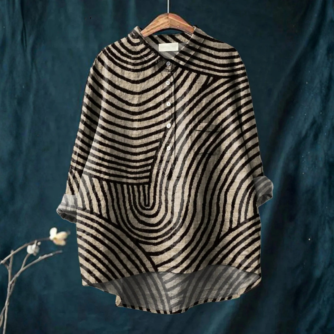 Marta - Casual Shirt with Circular Pattern Print
