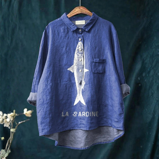 Sofia - Casual Shirt with Sardine Design