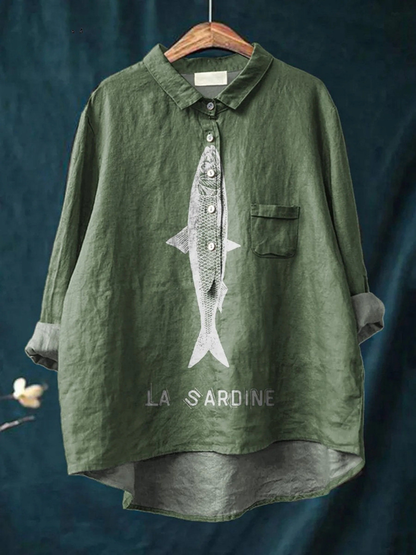 Sofia - Casual Shirt with Sardine Design