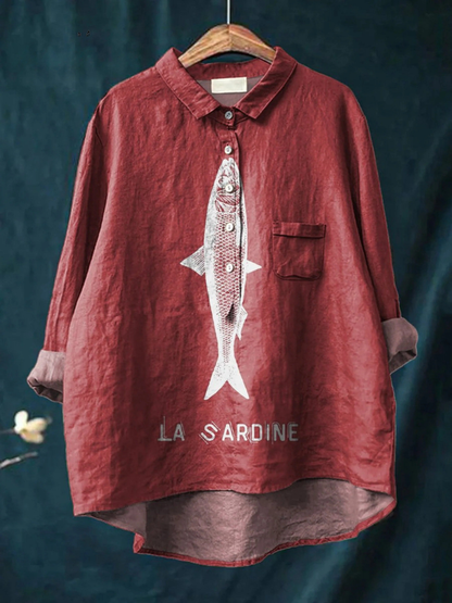 Sofia - Casual Shirt with Sardine Design