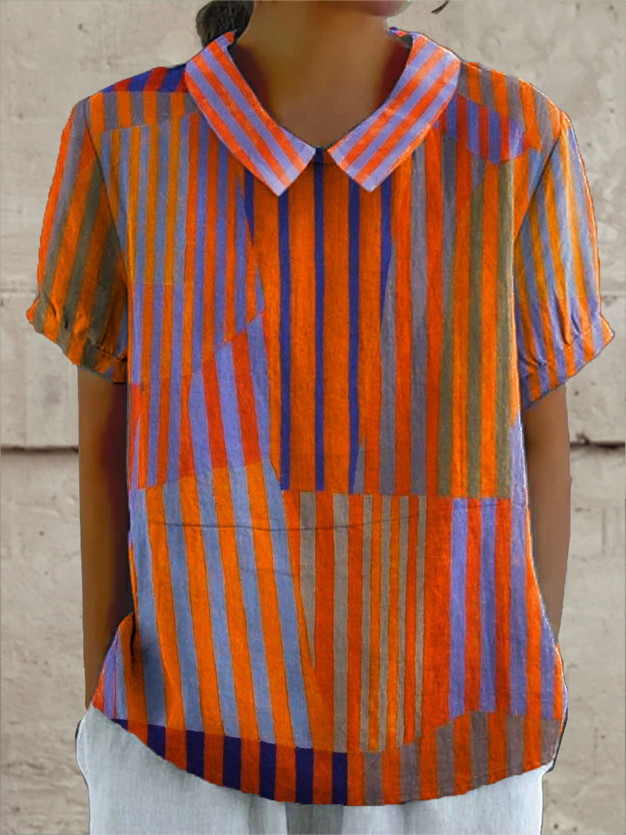 Nina - Geometric Striped Shirt