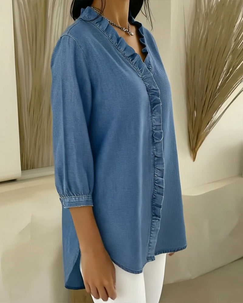 Elvari – Blusa elegante com detalhes em babados