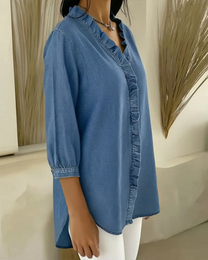 Elvari – Blusa elegante com detalhes em babados