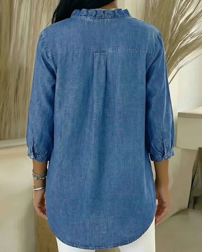 Elvari – Blusa elegante com detalhes em babados