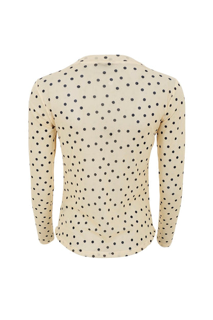Annie Mesh Blouse | Yellow Polka Dot | Top by Black Colour