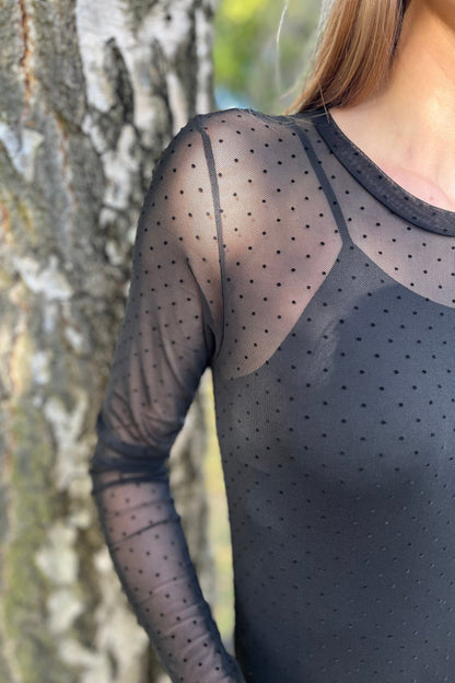 Nola Mesh | Černé tečky | Mesh blůza od Statebird