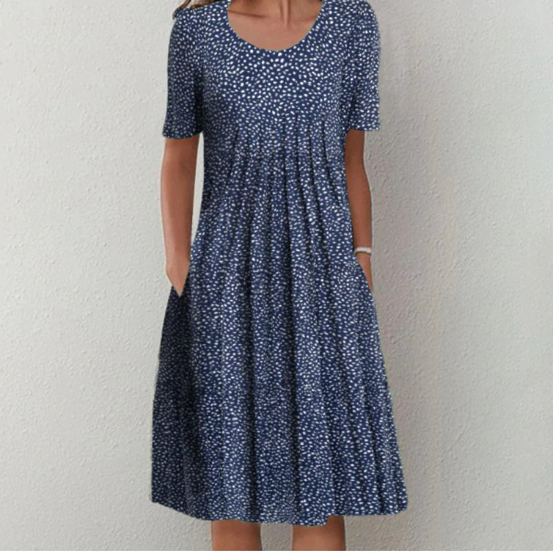 Marta - Midi Sukienka z Warstwowym Designem