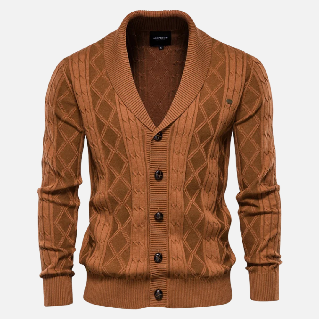 Francisco - Argyle Cardigan in Soft Blend
