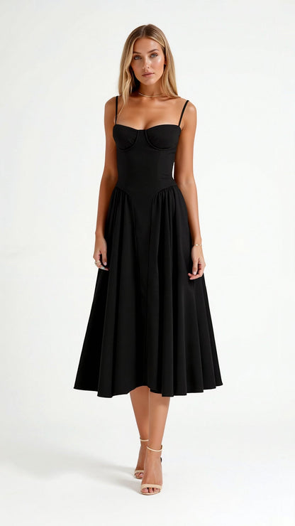 Odete - Midi Dress with Structured Corset