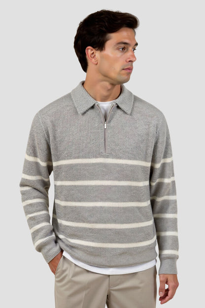 Constantino - Pruhovaný svetr s polo zipem