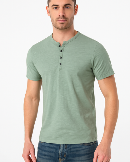 Henley Shirt with Buttoned Collar