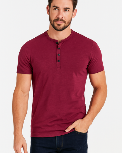 Henley Shirt with Buttoned Collar