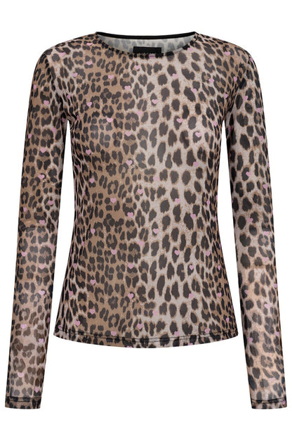 Luxurious Pink Heart Mesh Long Sleeve Top | Liberté Blouse
