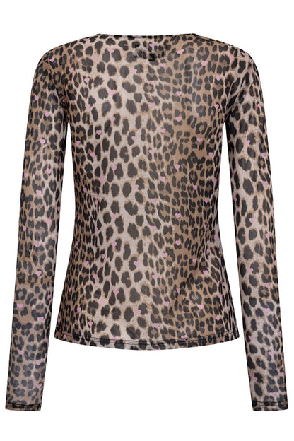 Luxurious Pink Heart Mesh Long Sleeve Top | Liberté Blouse