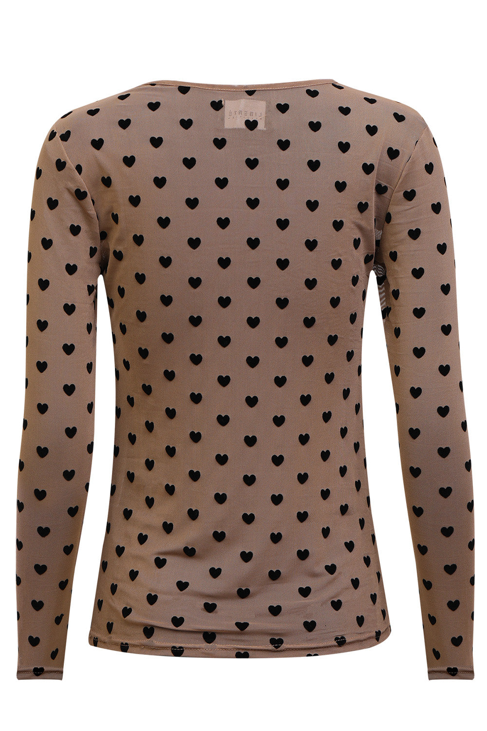 Mesh Long Sleeve T-Shirt | Sand Black Flocked Heart | Liberté Blouse
