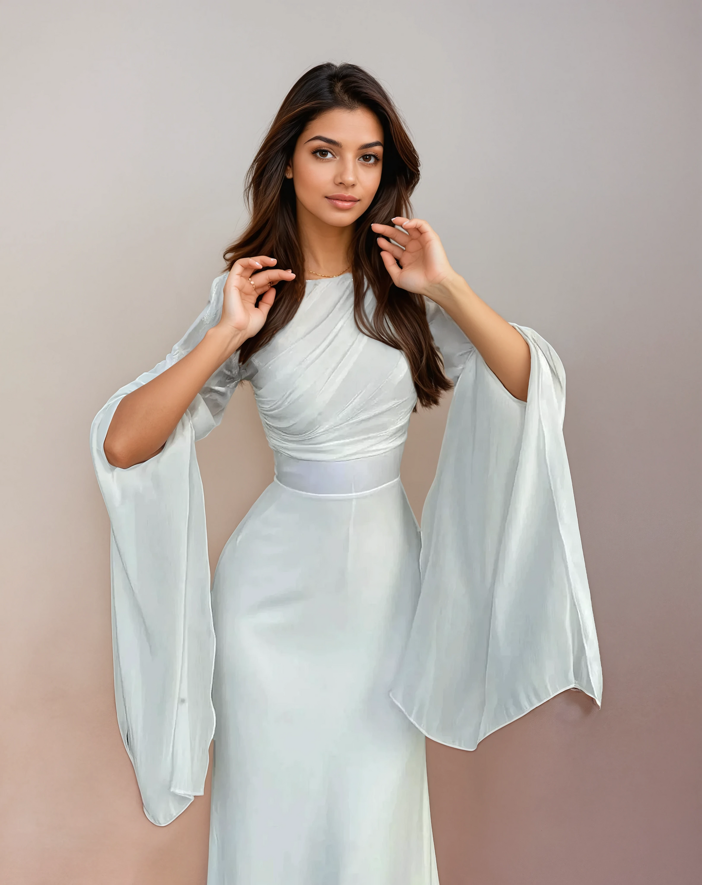 Isabela - Dlouhé saténové šaty v elegantním stylu