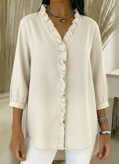 Elvari – Blusa elegante com detalhes em babados
