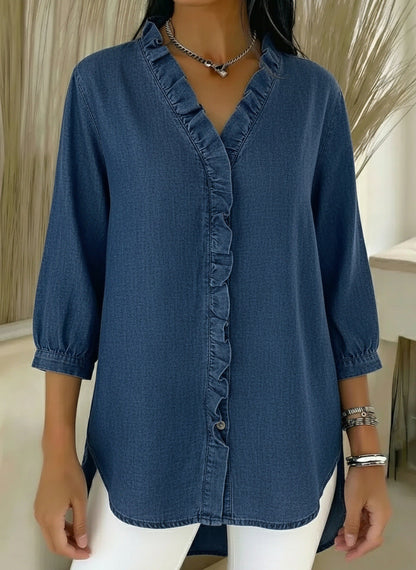 Elvari – Blusa elegante com detalhes em babados