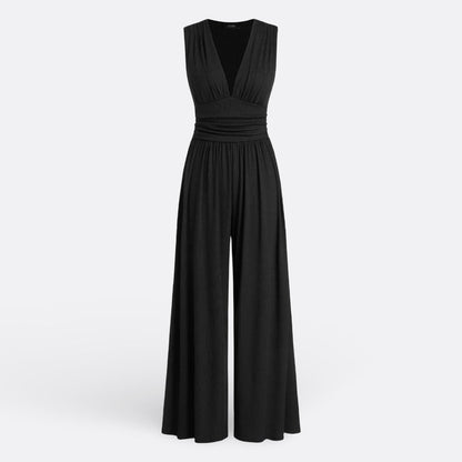 Leonor - Stylový Bezrukávový Overall s Širokými Nohavicemi