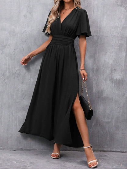 Eterna - Czarna Elegancka Sukienka Maxi