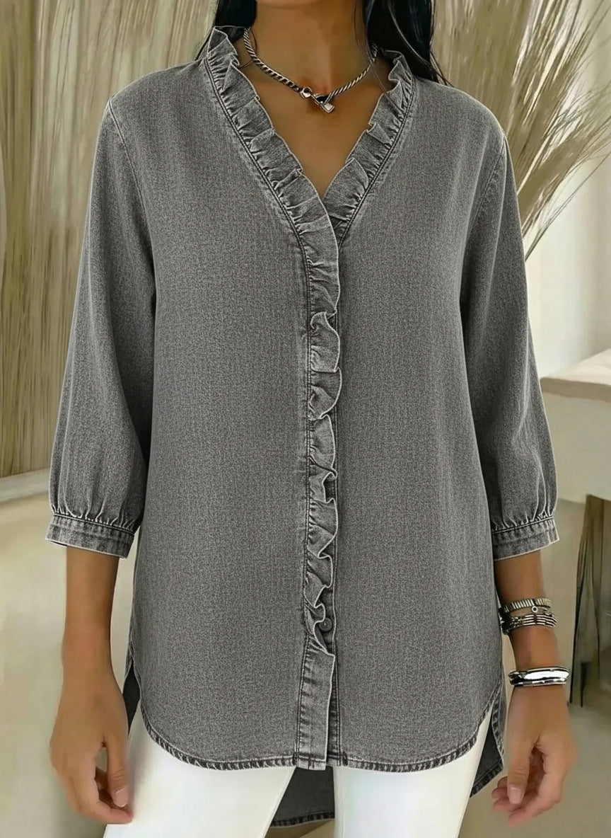 Elvari – Blusa elegante com detalhes em babados