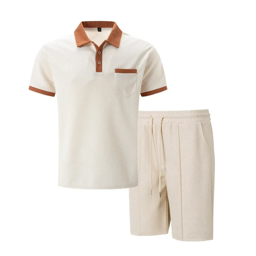 Waffle Fabric Polo Set