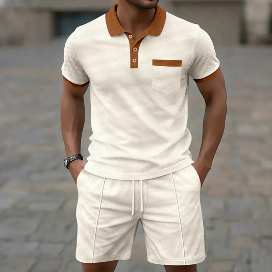 Waffle Fabric Polo Set