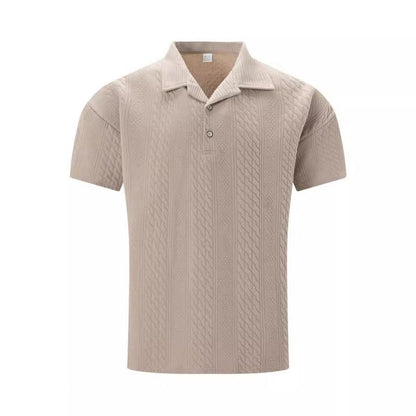 Relaksowana Koszula Polo z Wzorem Jacquard