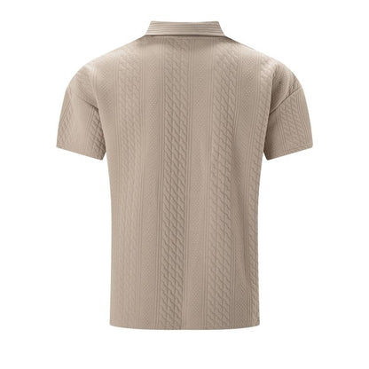 Relaksowana Koszula Polo z Wzorem Jacquard