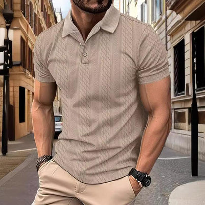 Relaksowana Koszula Polo z Wzorem Jacquard