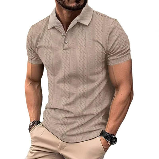Relaksowana Koszula Polo z Wzorem Jacquard