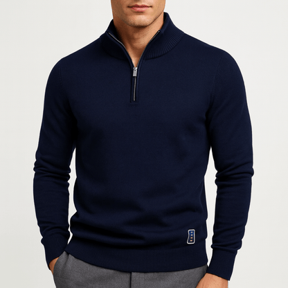 Sweter z Kołnierzem i Zapięciem - Slim Fit