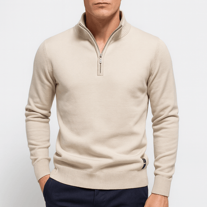 Sweter z Kołnierzem i Zapięciem - Slim Fit
