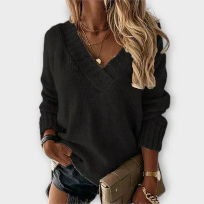 Carolina - Komfortowy Sweter z Dekoltem w Serek