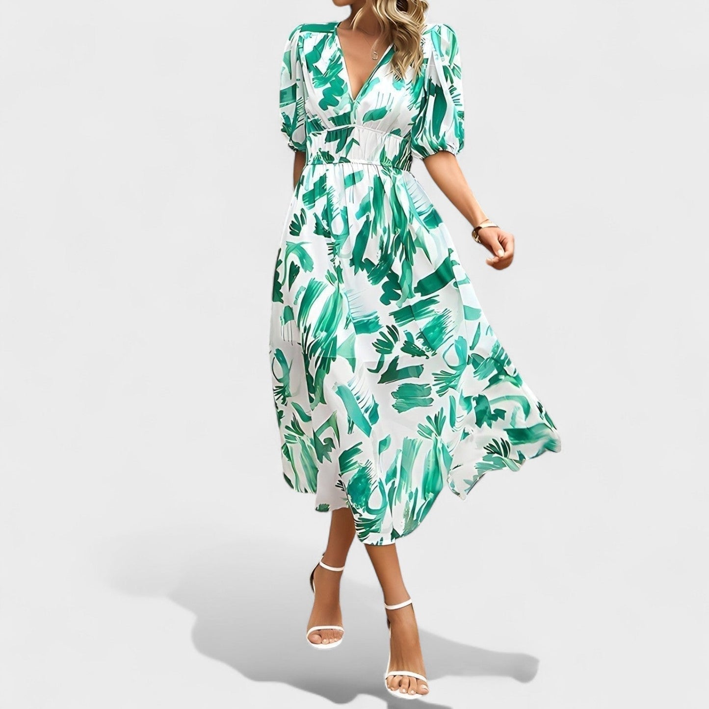 Clara - Stylové midi šaty s elegantním květinovým vzorem