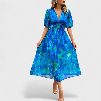 Clara - Stylové midi šaty s elegantním květinovým vzorem