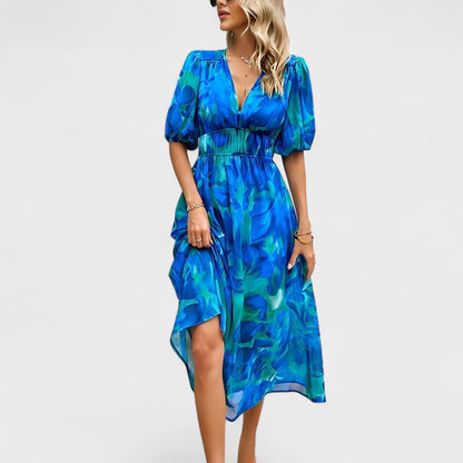 Clara - Stylové midi šaty s elegantním květinovým vzorem