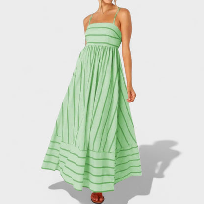 Isabel - Dlouhé pruhované šaty s elegantním designem